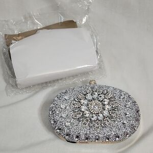 Elegant White Crystal and Goldtone RAMLA Convertible Bag